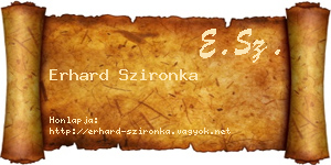 Erhard Szironka névjegykártya
